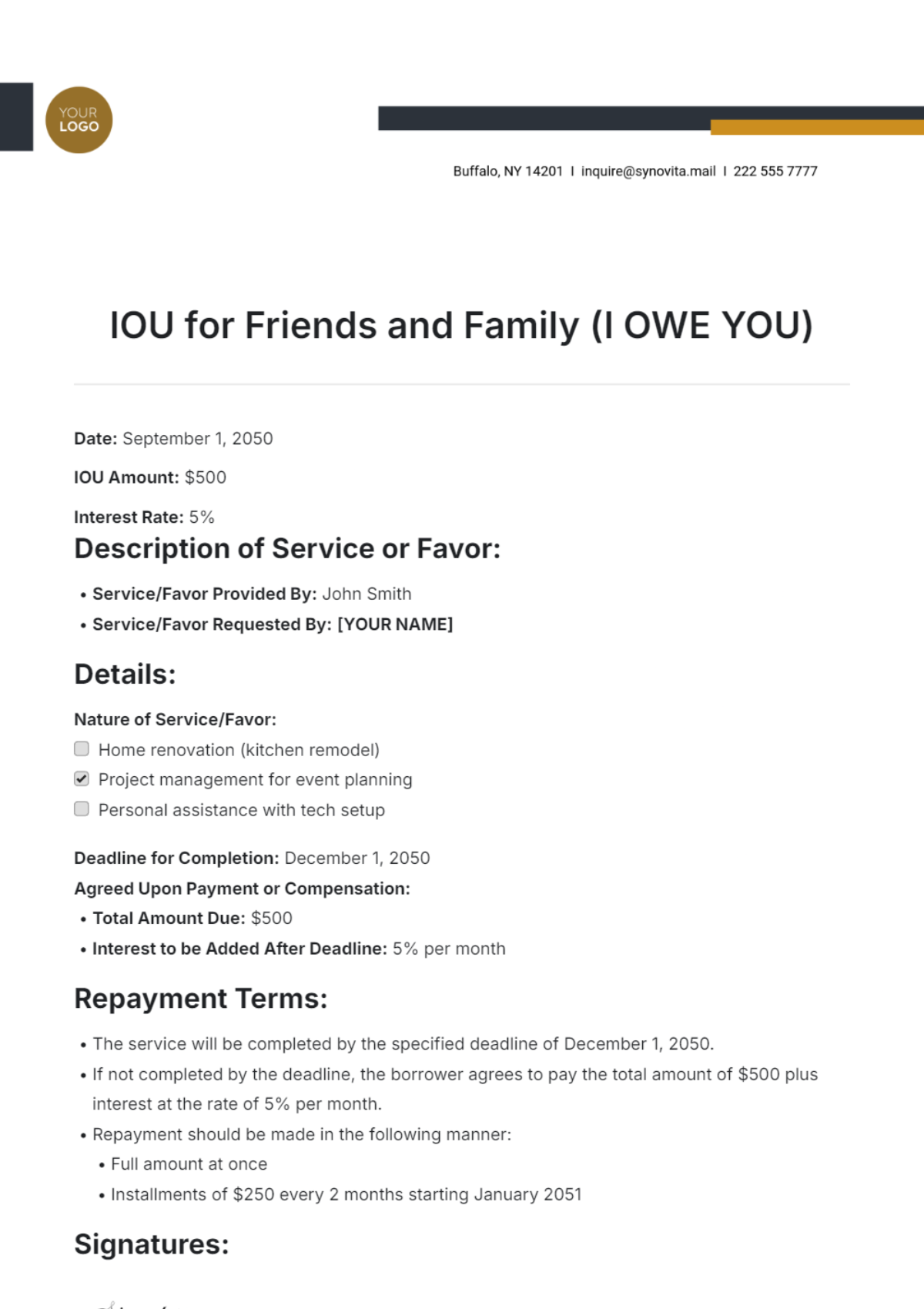 Free IOU for Friends and Family Template - Edit Online & Download ...