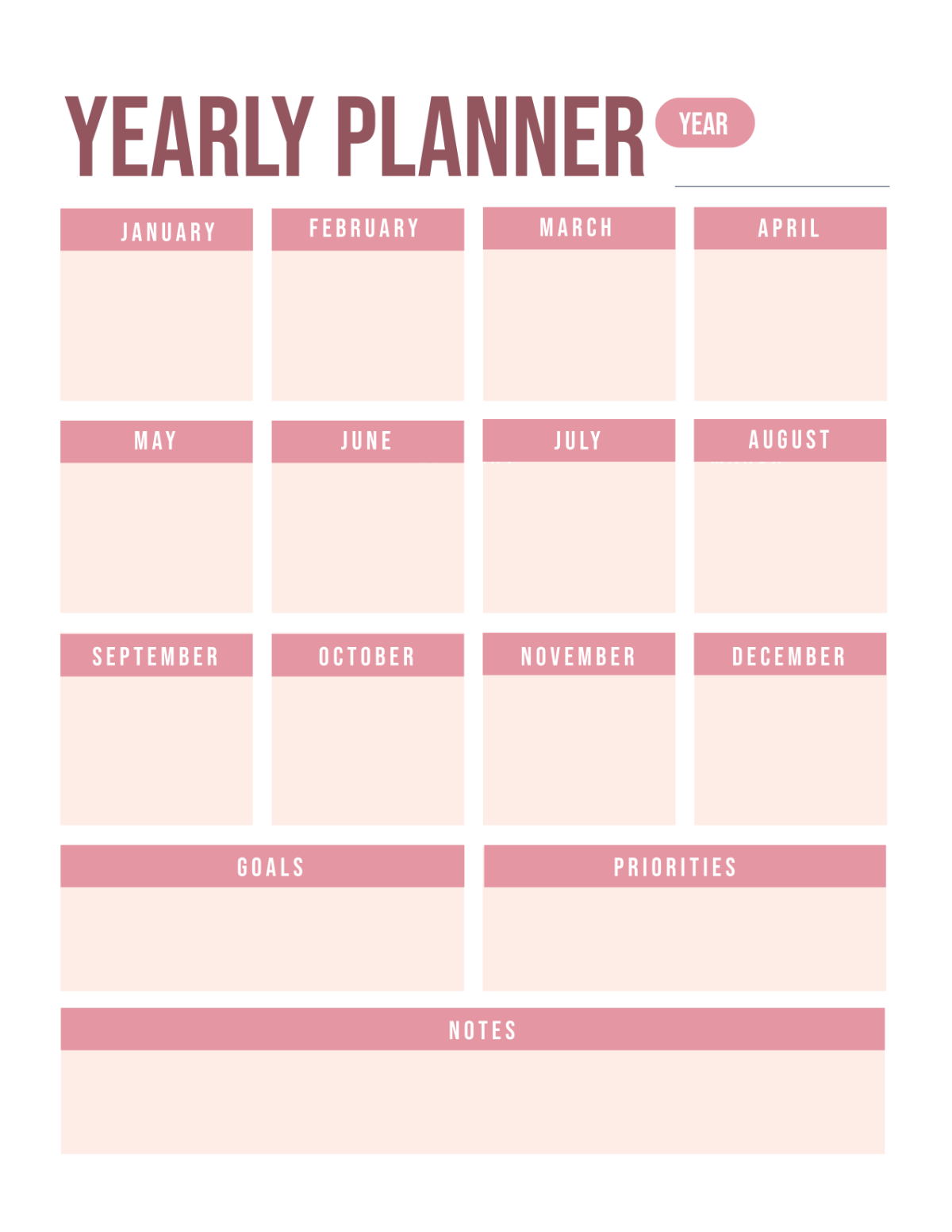 Yearly Planner Template - Edit Online & Download