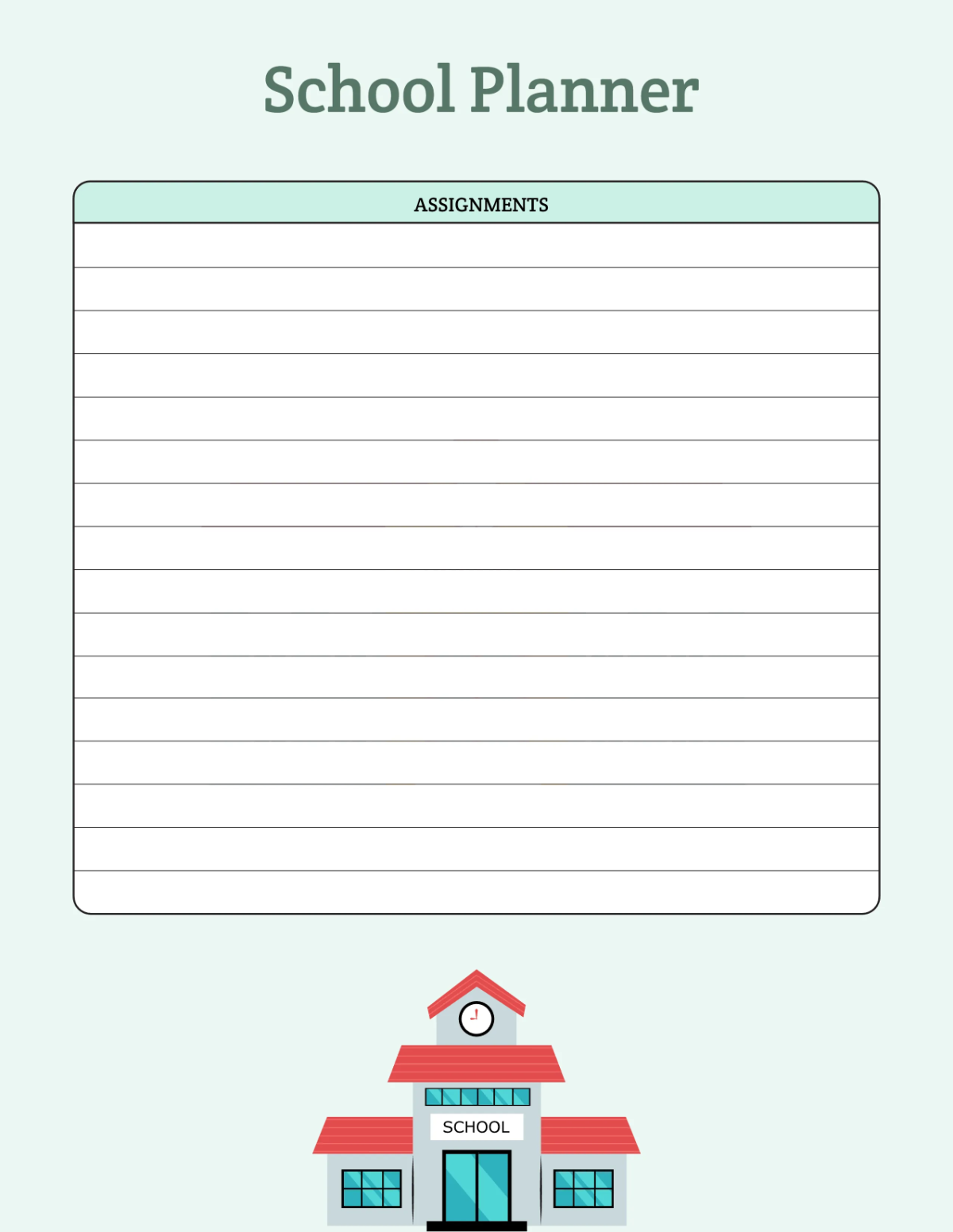 Free Blank School Planner Template to Edit Online