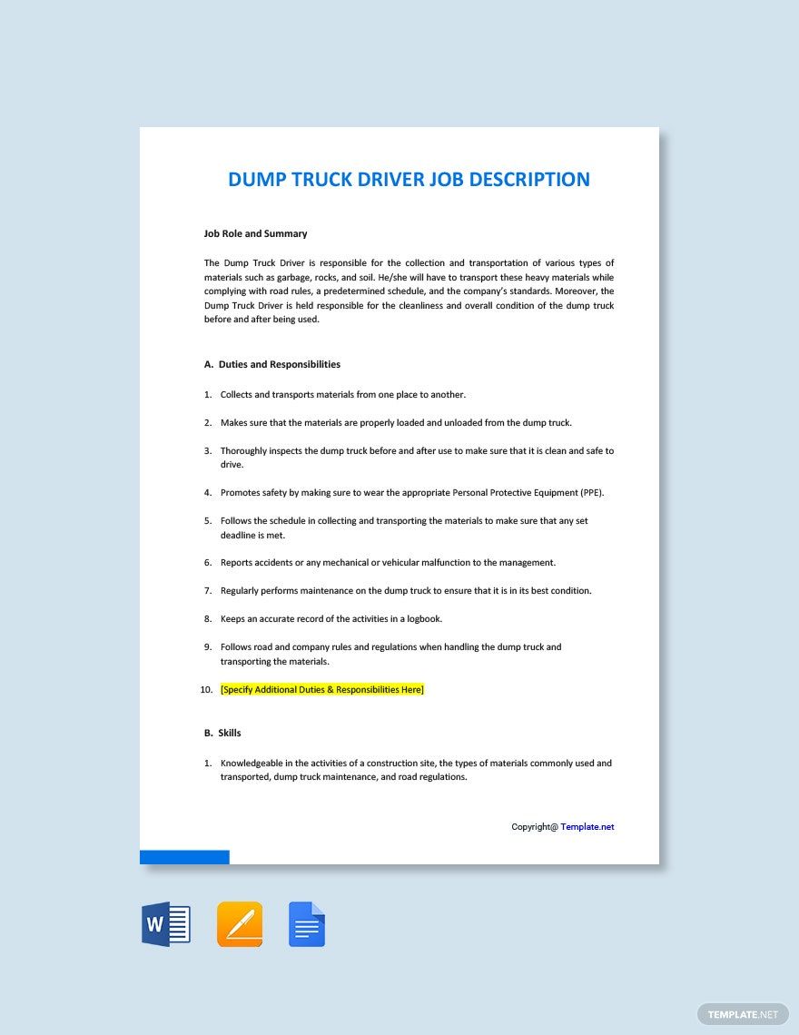 Truck Driver Template in PDF FREE Download