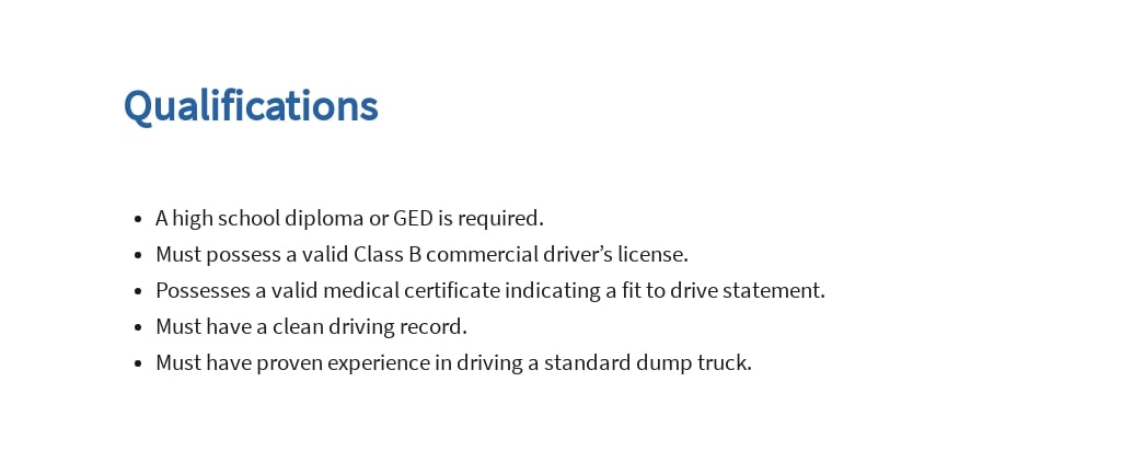 Free Dump Truck Driver Job Ad/Description Template 5.jpe