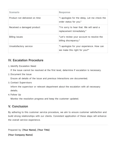 Free Customer Service Procedure Template to Edit Online