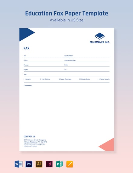 Education Fax Paper Template - Illustrator, InDesign, Word, Apple Pages, PSD, Publisher