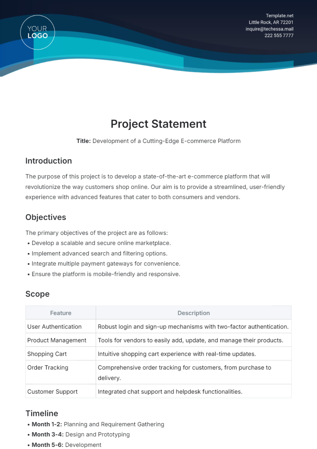 Project Statement Template - Edit Online & Download