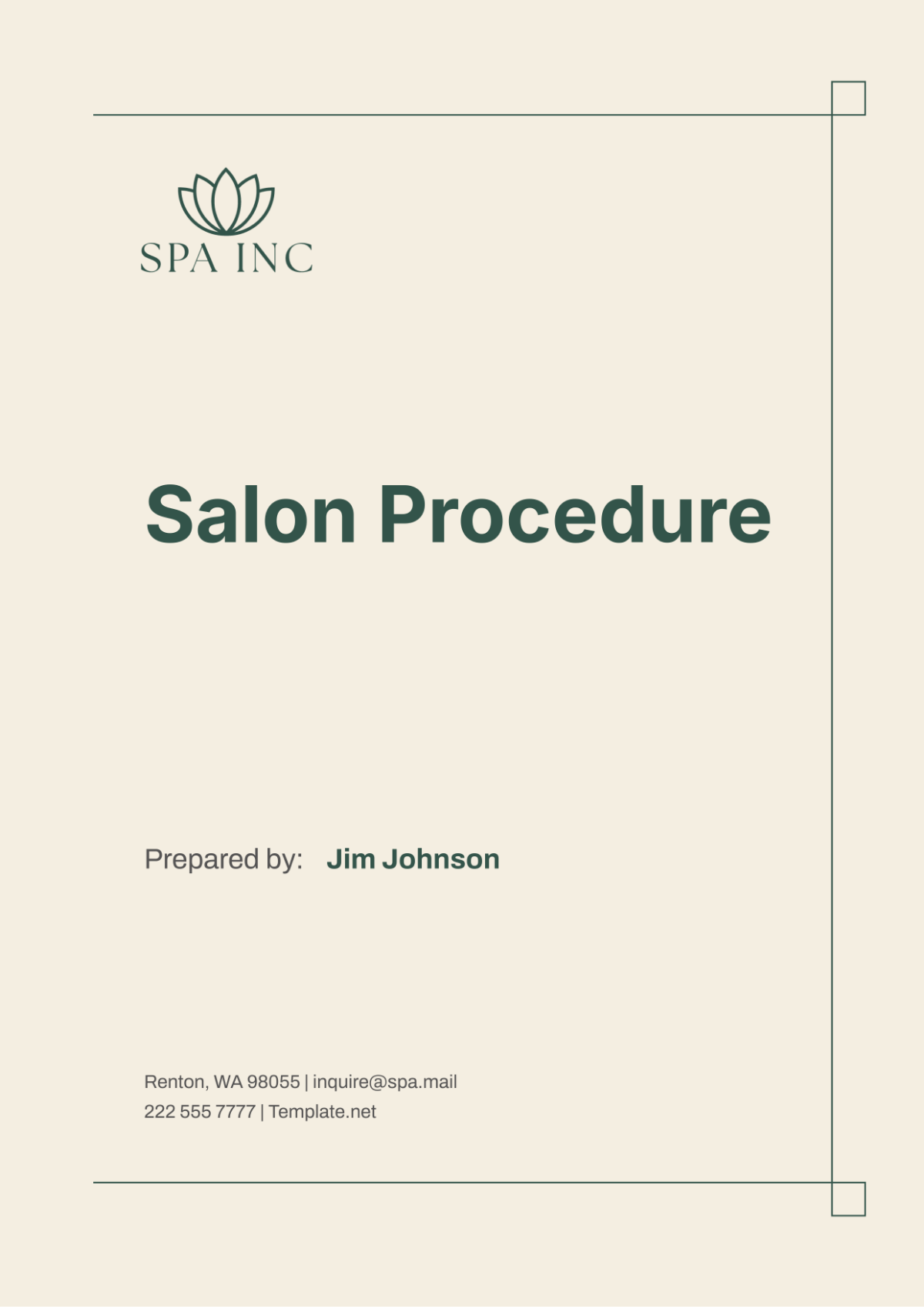 Free Salon Procedure Template