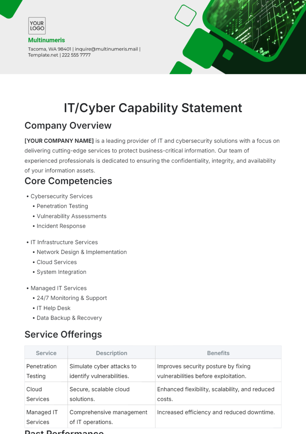 IT Cyber Capability Statement Template