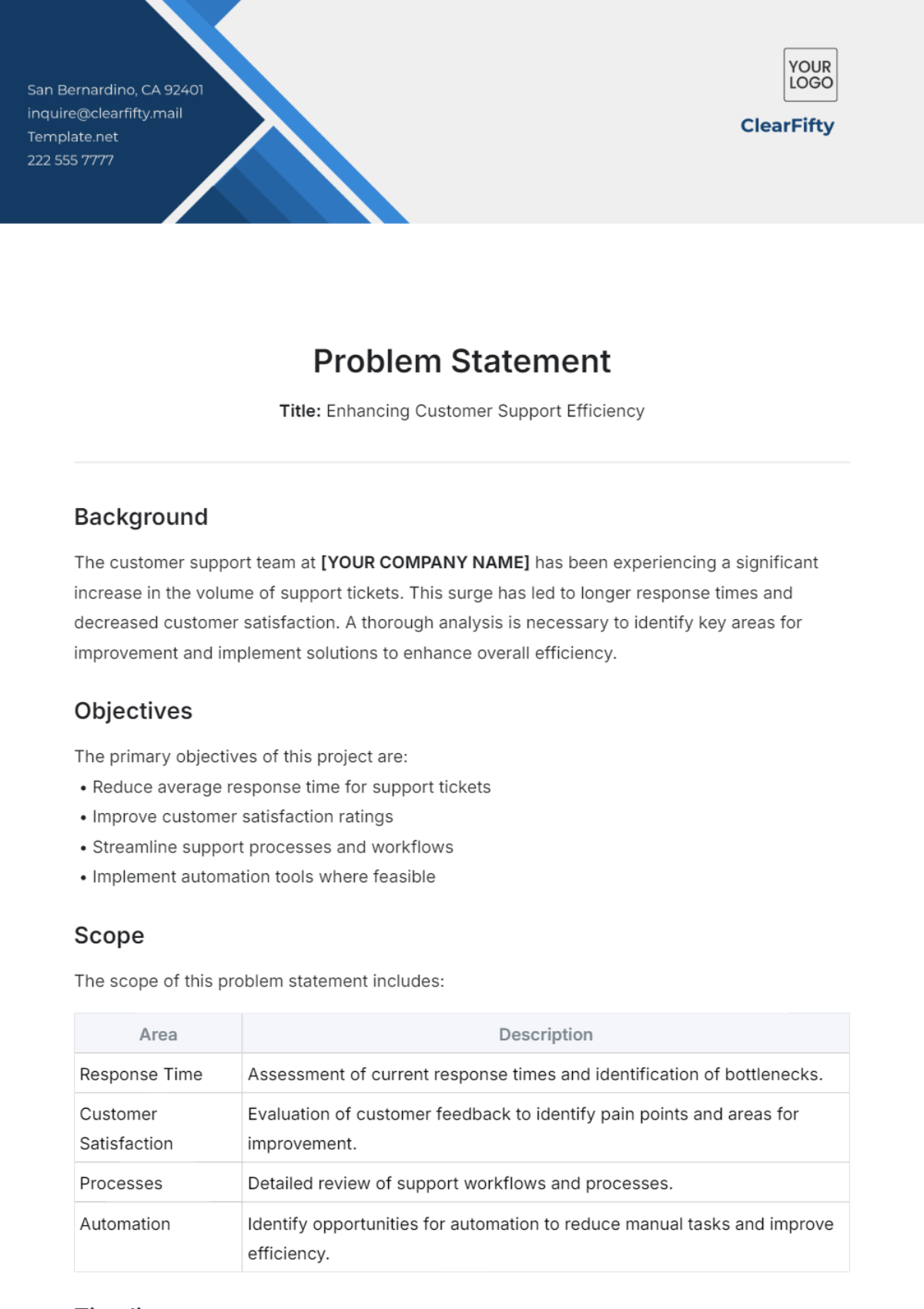 Problem Statement Template