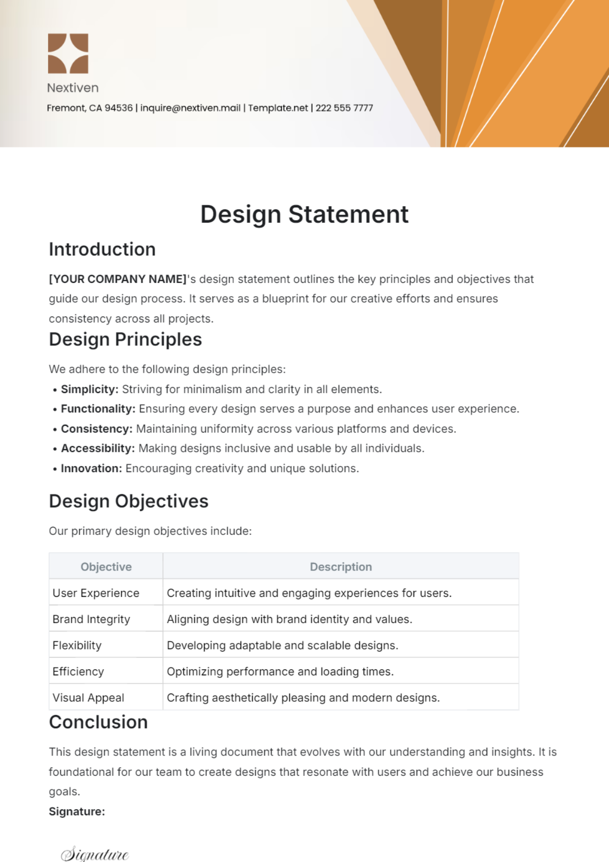 Design Statement Template