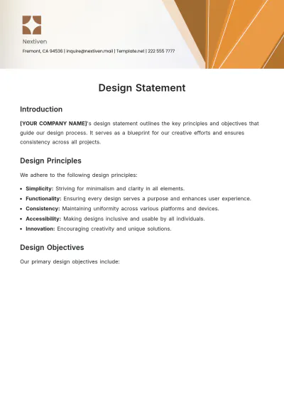 Free Design Statement Template to Edit Online