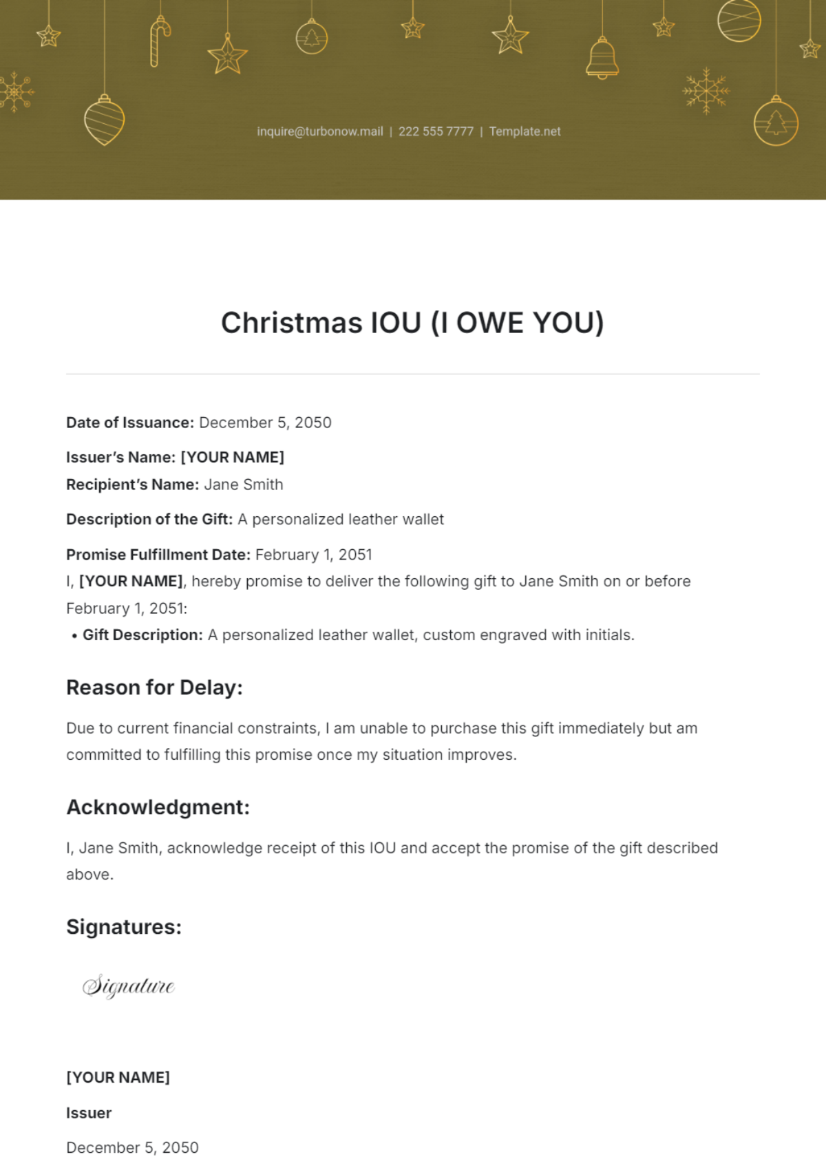 Christmas IOU Template - Edit Online & Download