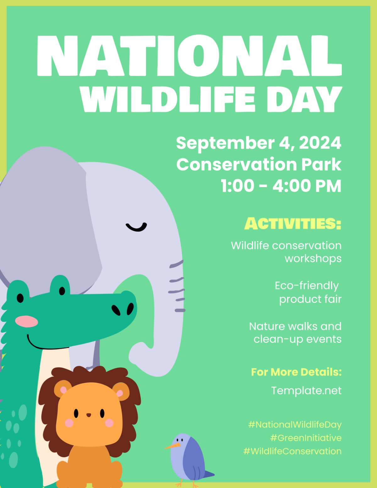 Green National Wildlife Day Flyer Template - Edit Online & Download