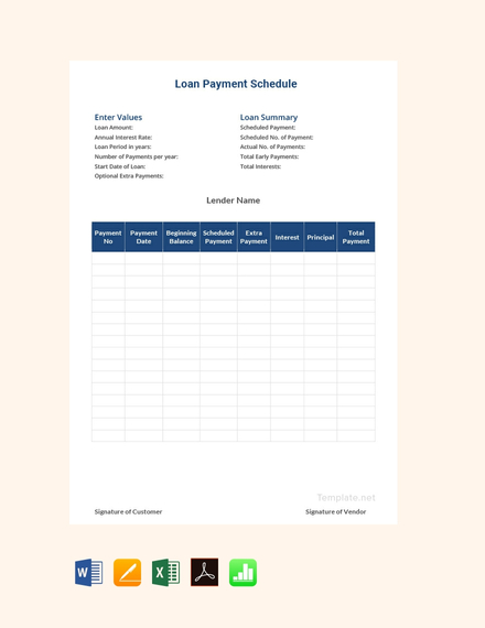 12+ Loan Payment Schedule Templates - Free Word, Excel, PDF Format ...