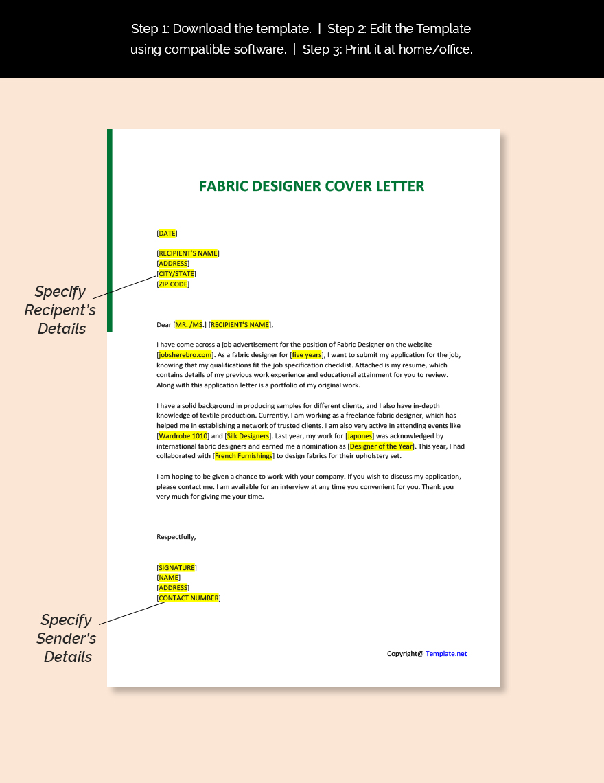 Fabric Designer Cover Letter