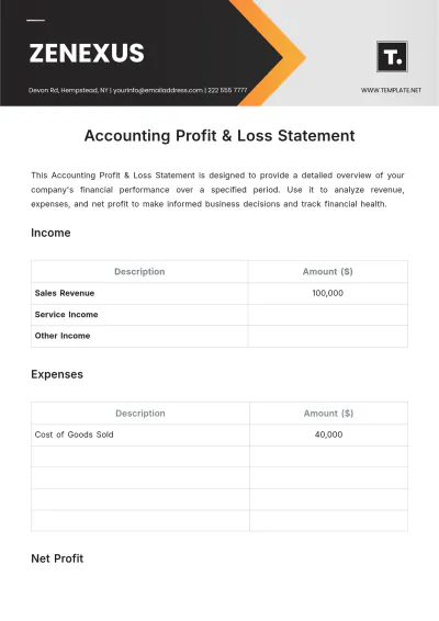 Free Accounting Profit %2526 Loss Statement Template to Edit Online