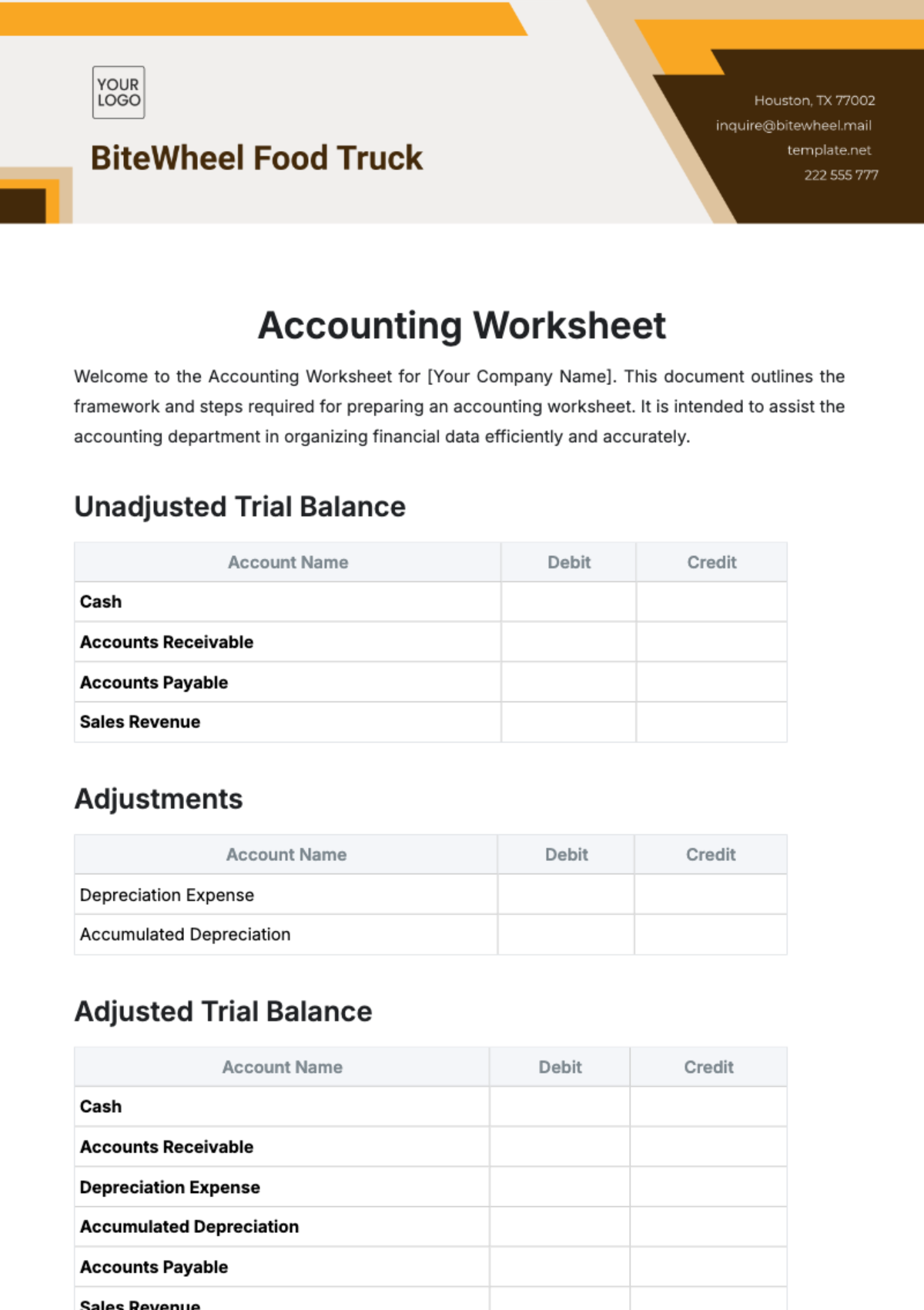 Accounting Worksheet Template - Edit Online & Download