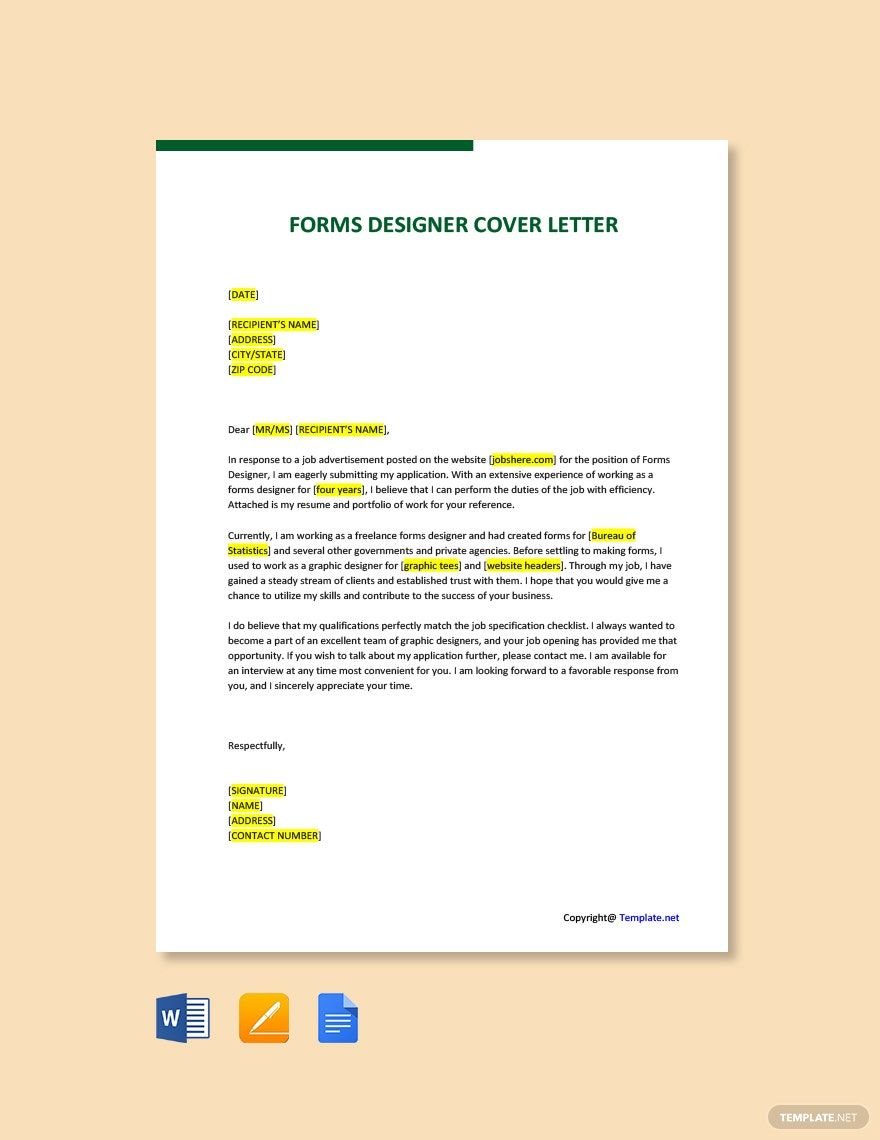 Forms Designer Cover Letter