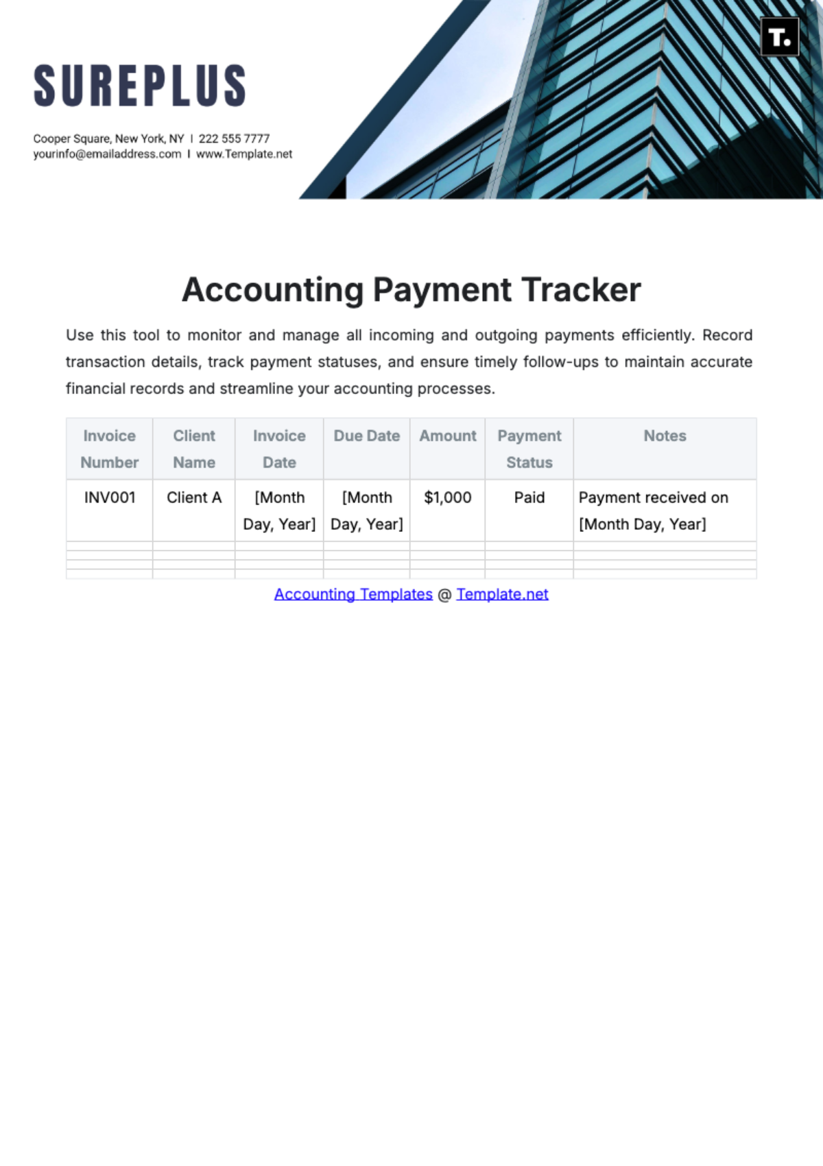 Accounting Payment Tracker Template - Edit Online & Download