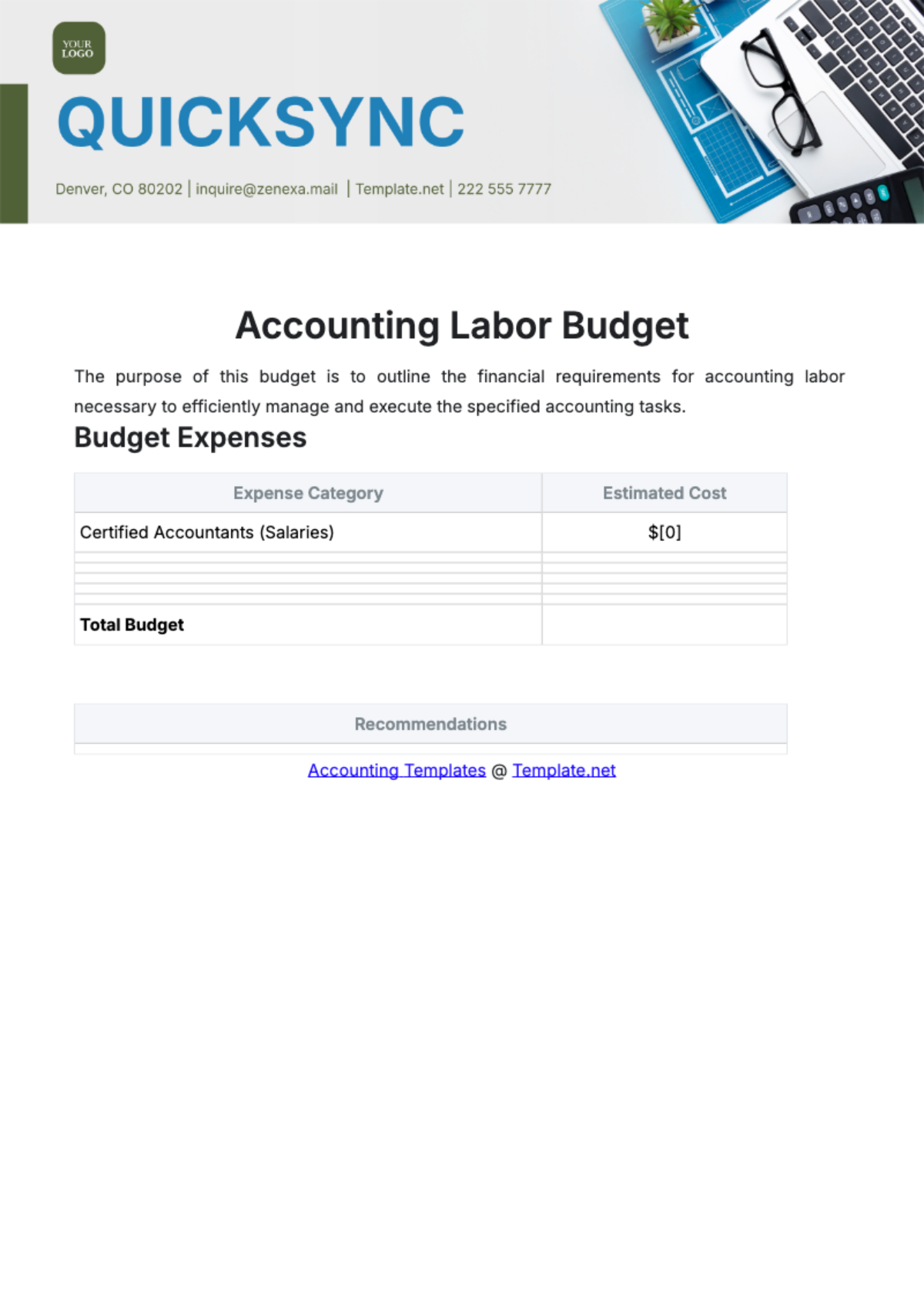 Accounting Labor Budget Template - Edit Online & Download