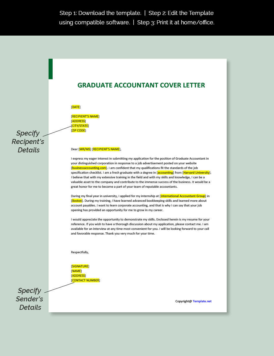 Graduate Accountant Cover Letter