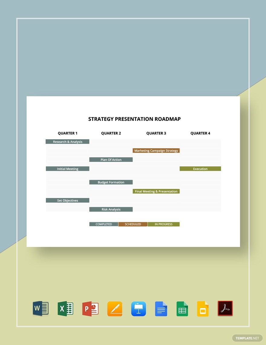 Strategy Presentation Roadmap Template in Apple Keynote, PowerPoint, Word, Pages, PDF, Excel, Google Docs, Google Slides, Google Sheets - Download | Template.net