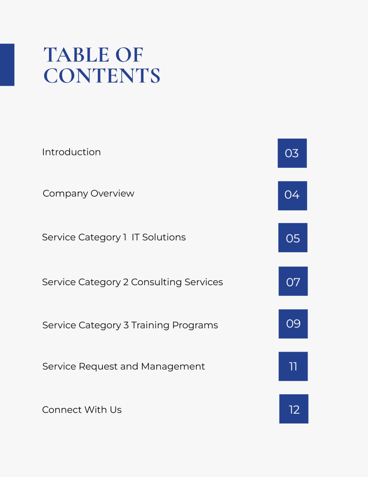 Free Service Catalog Template to Edit Online