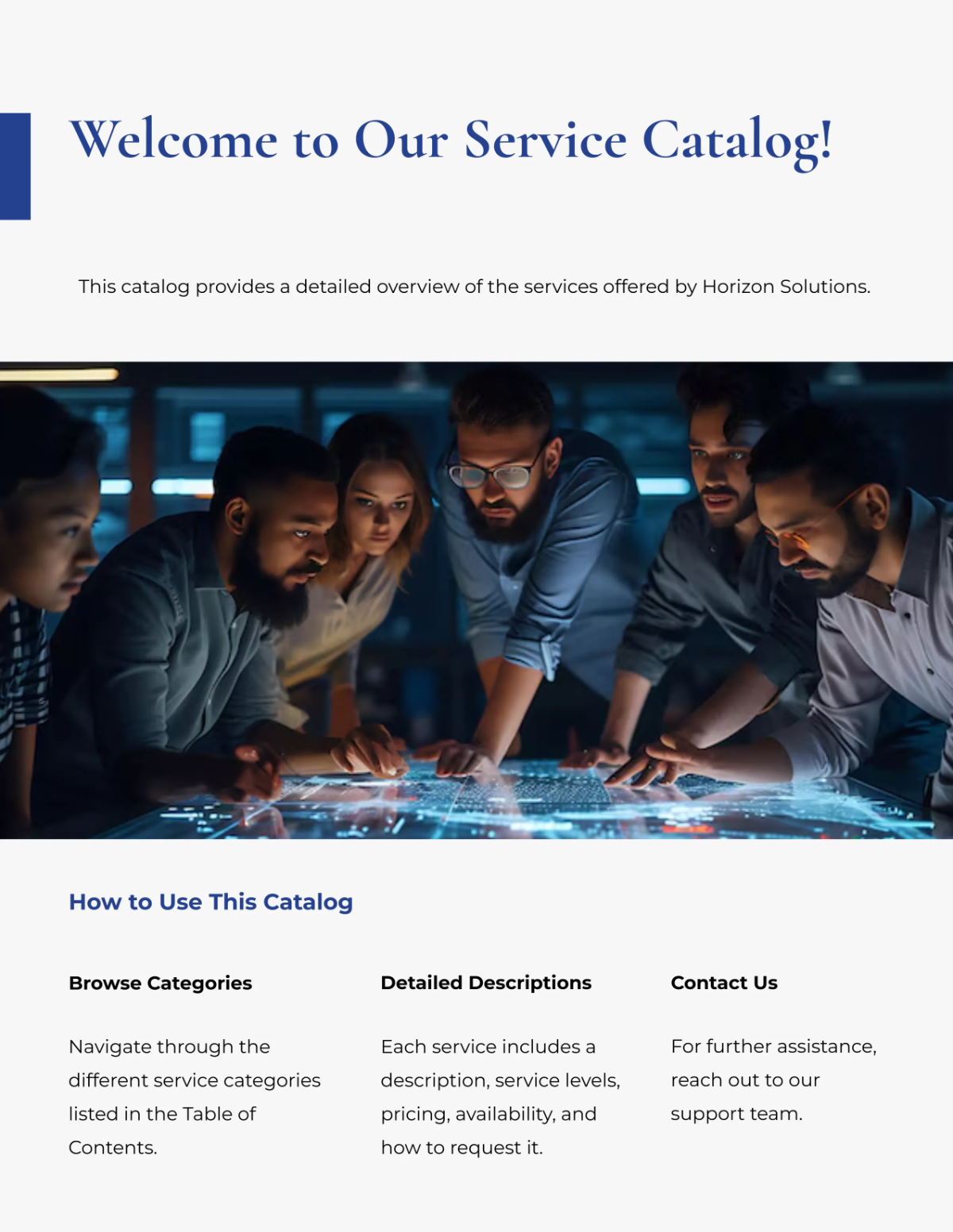 Free Service Catalog Template to Edit Online