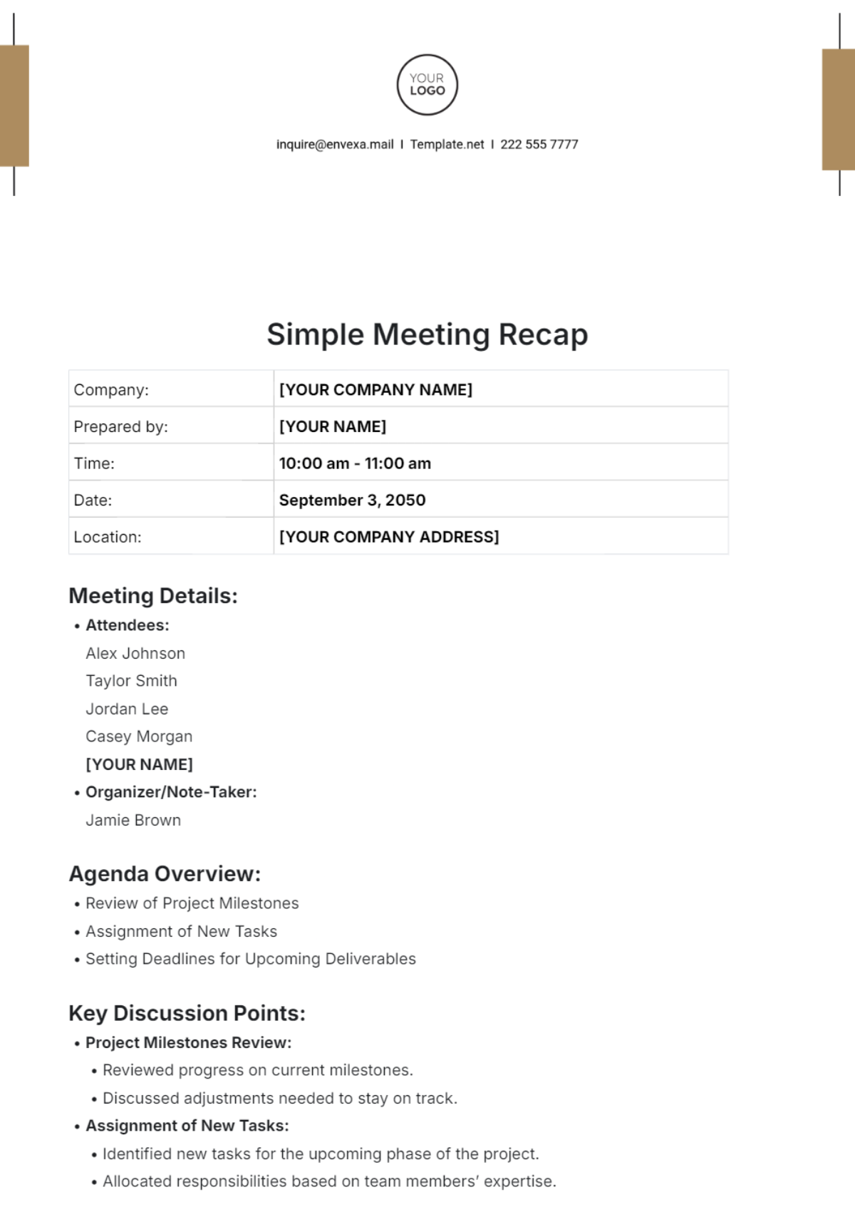 Simple Meeting Recap Template