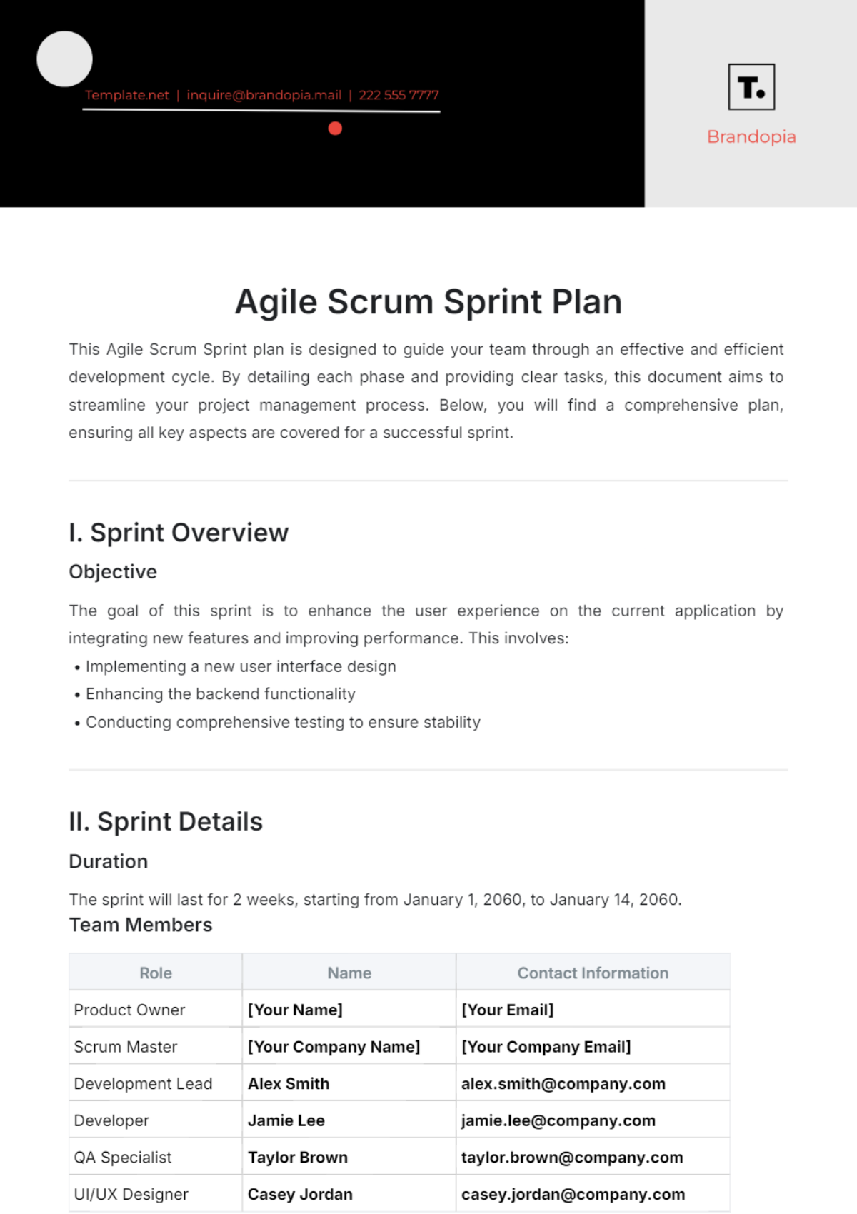 Agile Scrum Sprint Template