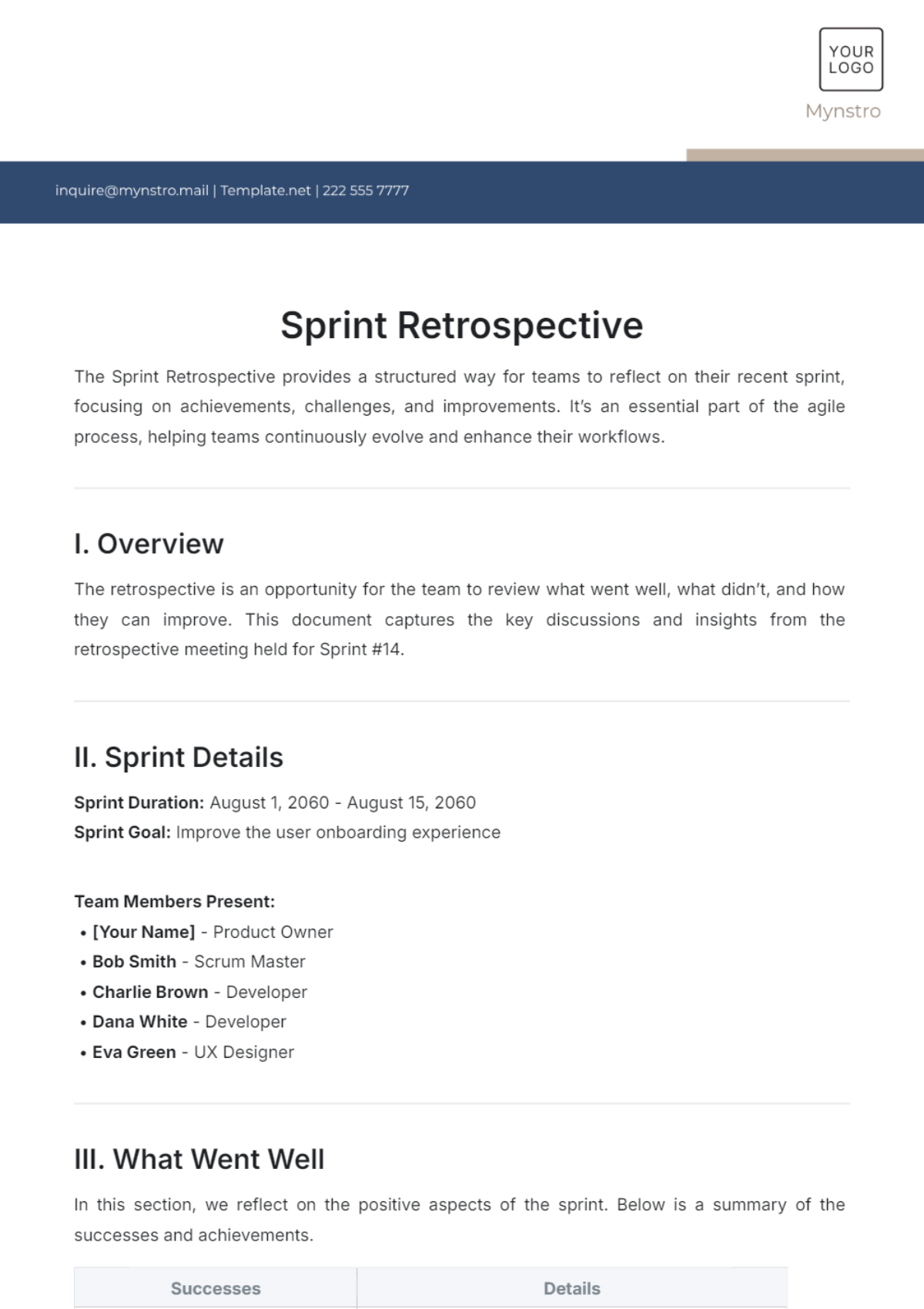 Sprint Retrospective Template