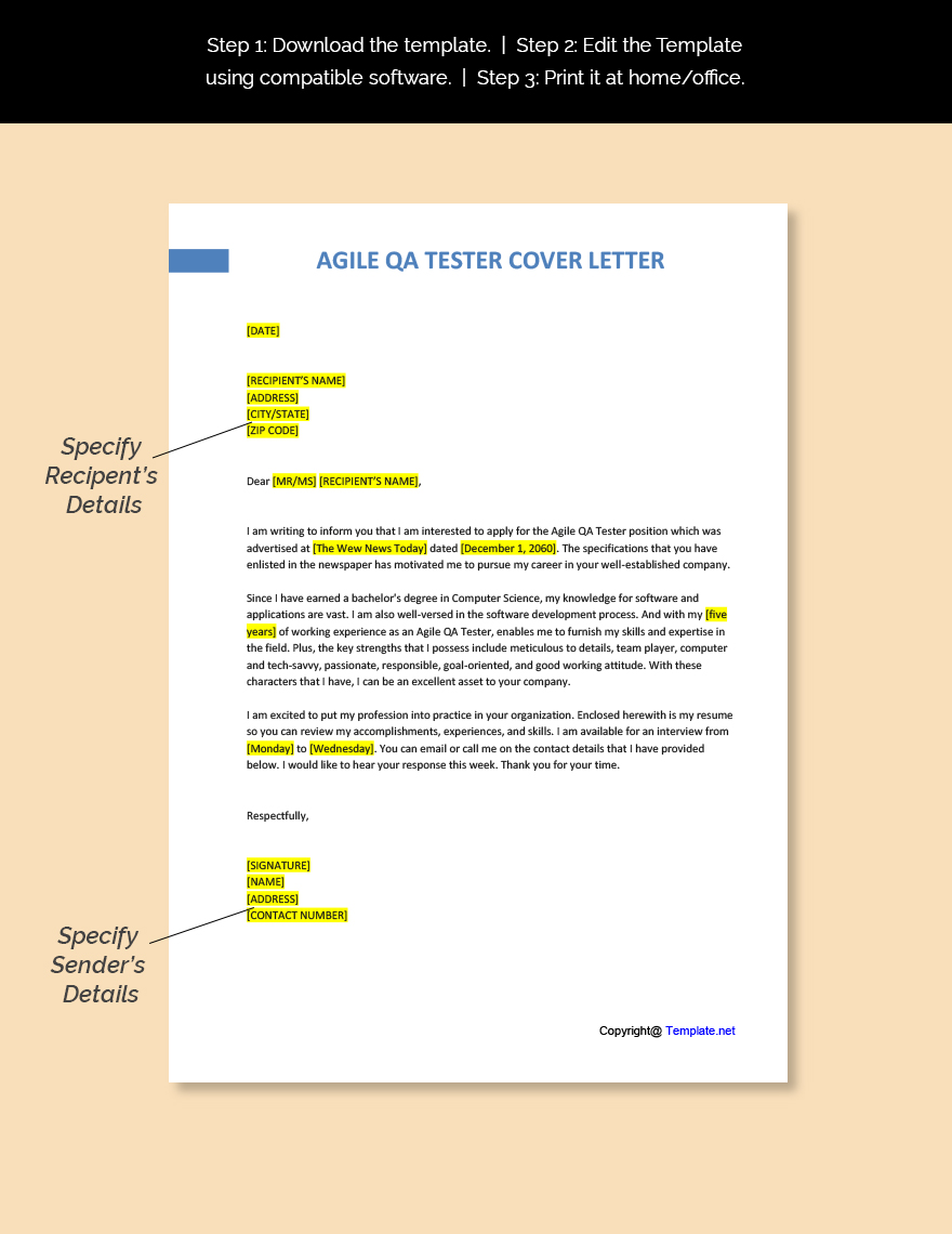 Agile QA Tester Cover Letter