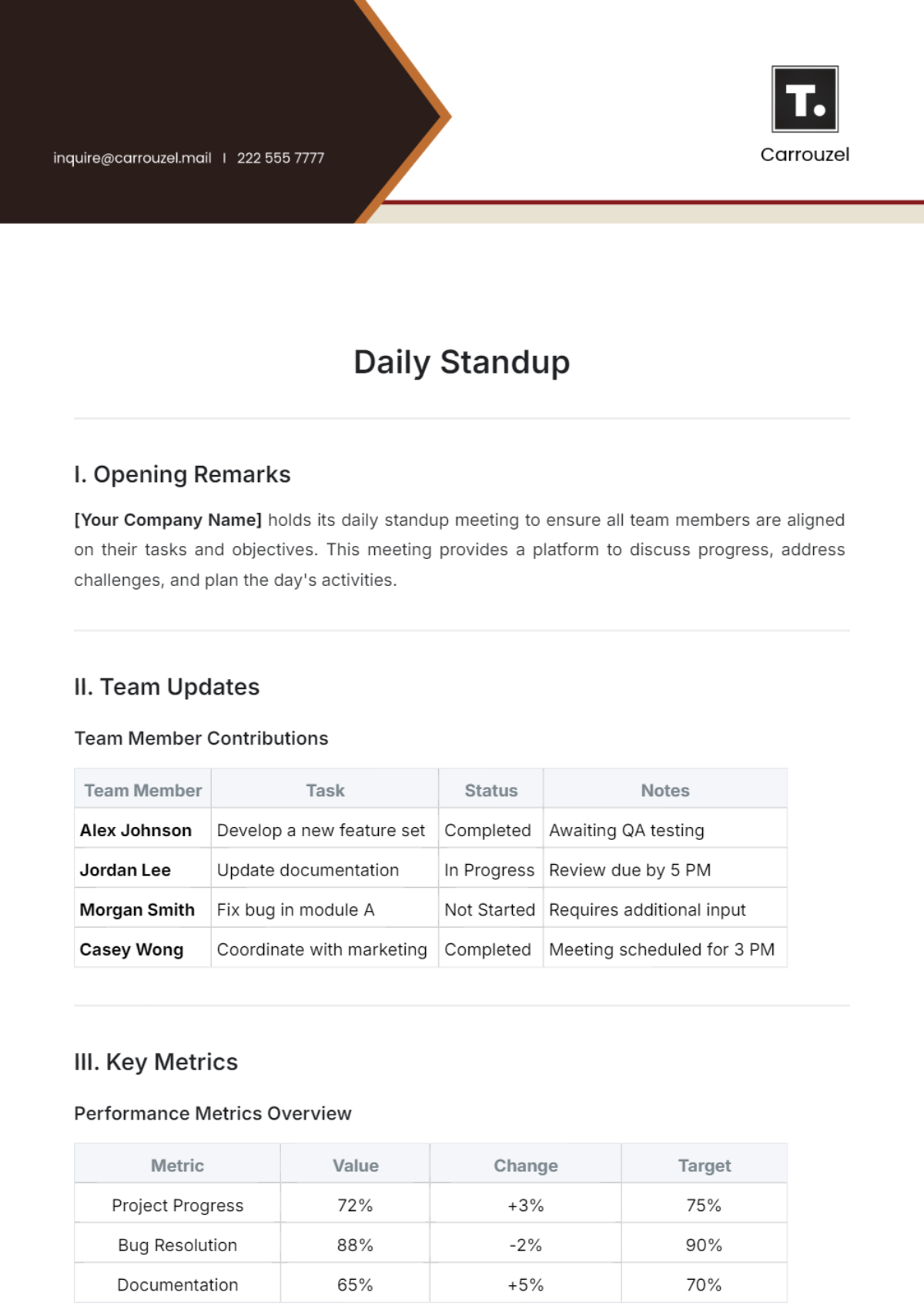 Daily Standup Template