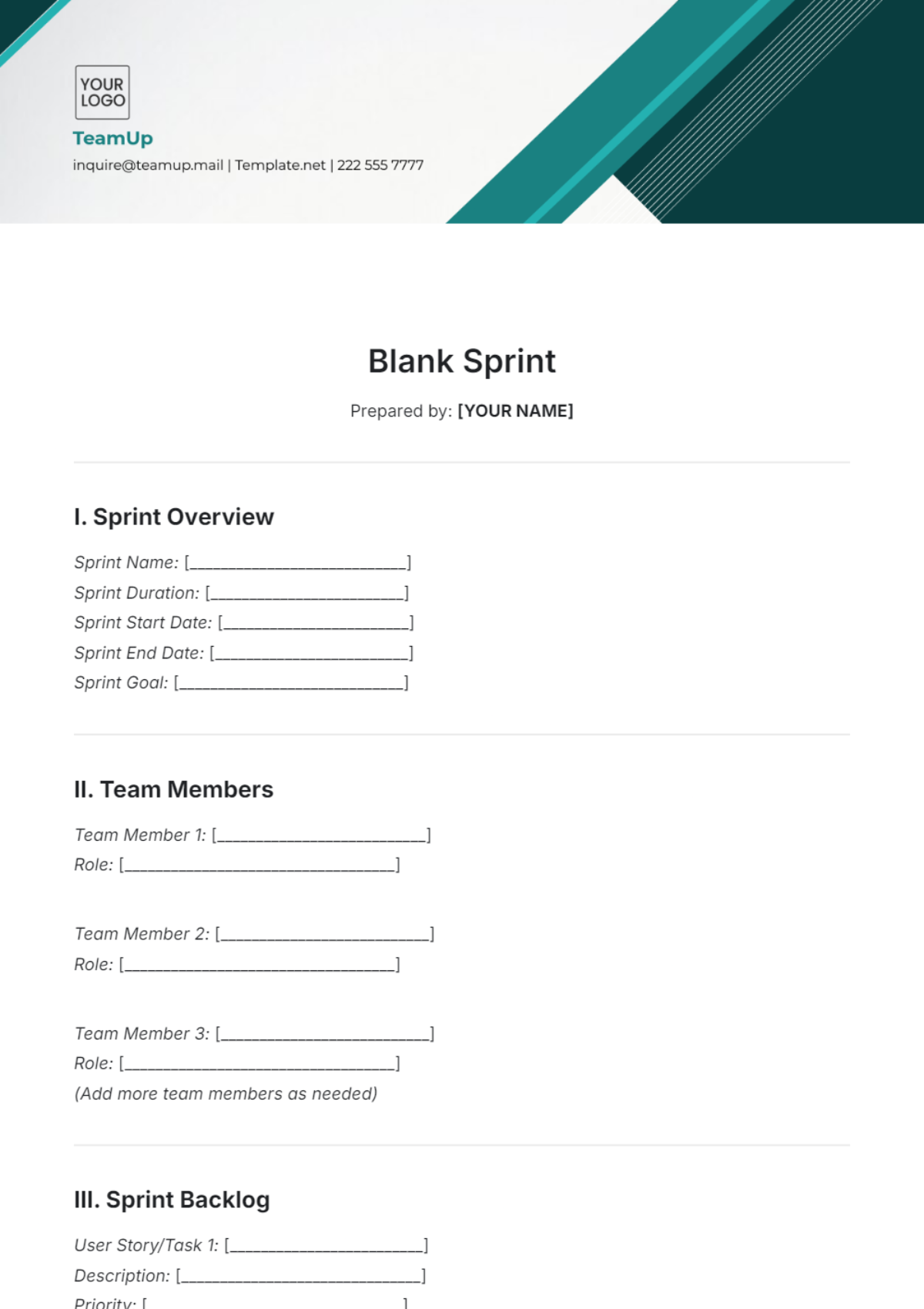 Blank Sprint Template