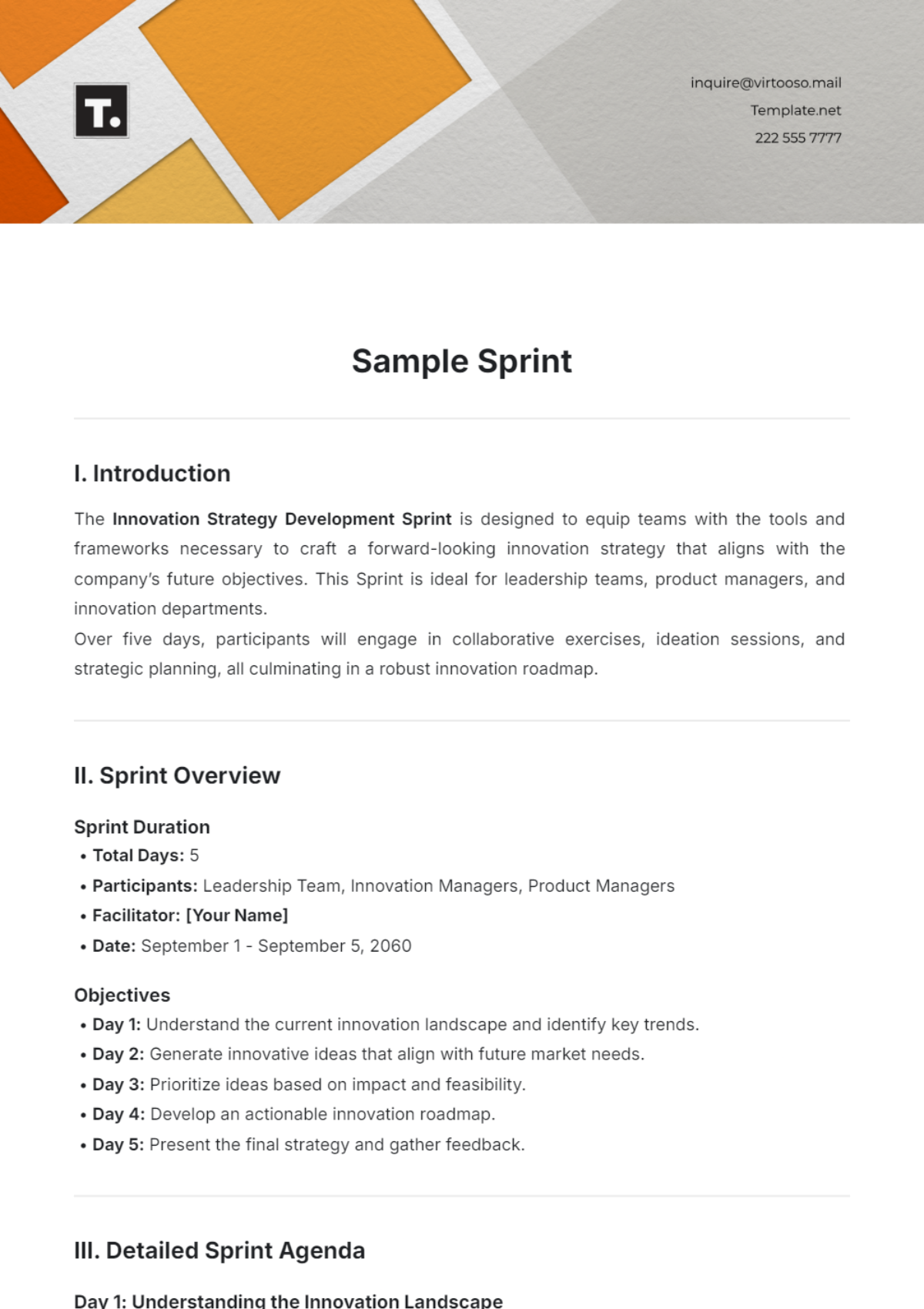 Sample Sprint Template