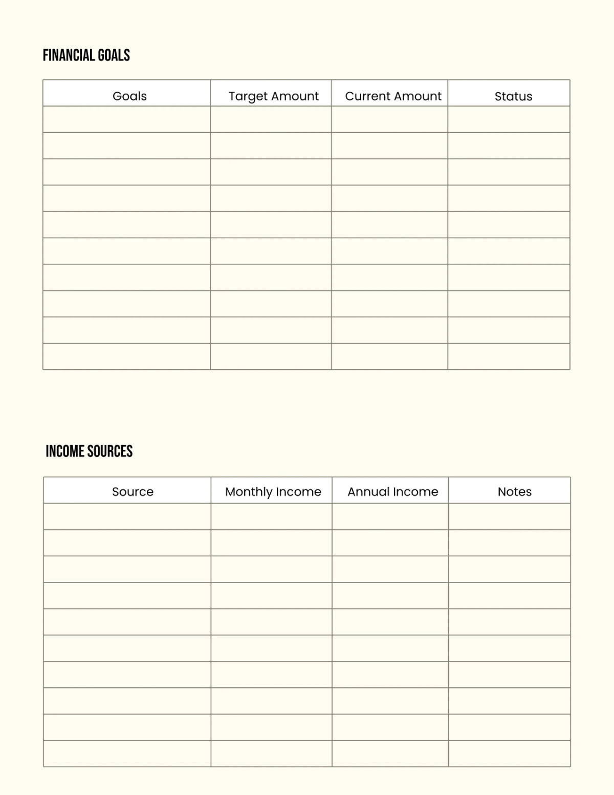 Free Finance Planner Template to Edit Online