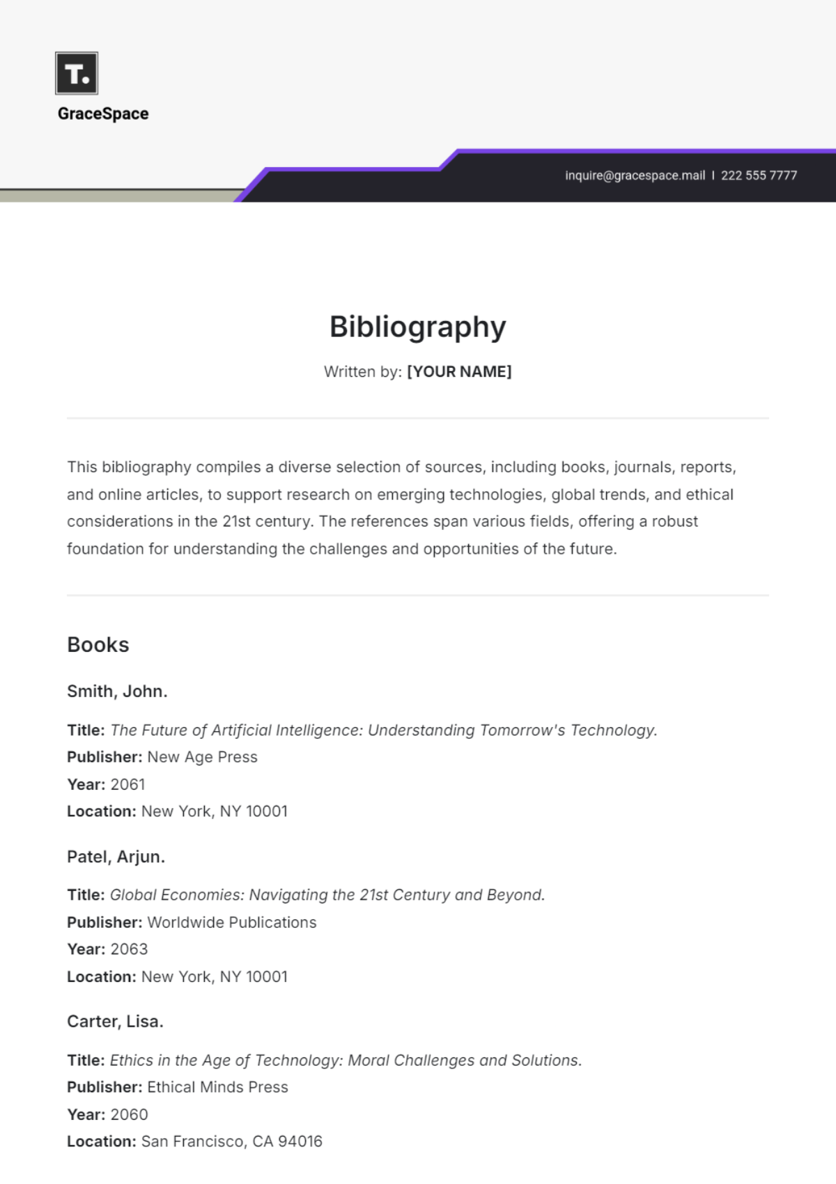 Bibliography Template - Edit Online & Download