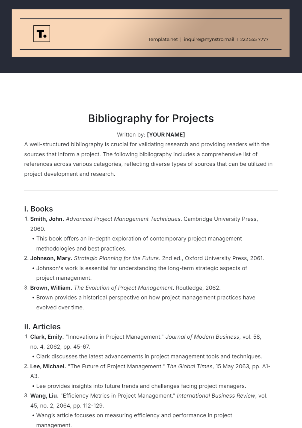 Bibliography Template for Projects - Edit Online & Download