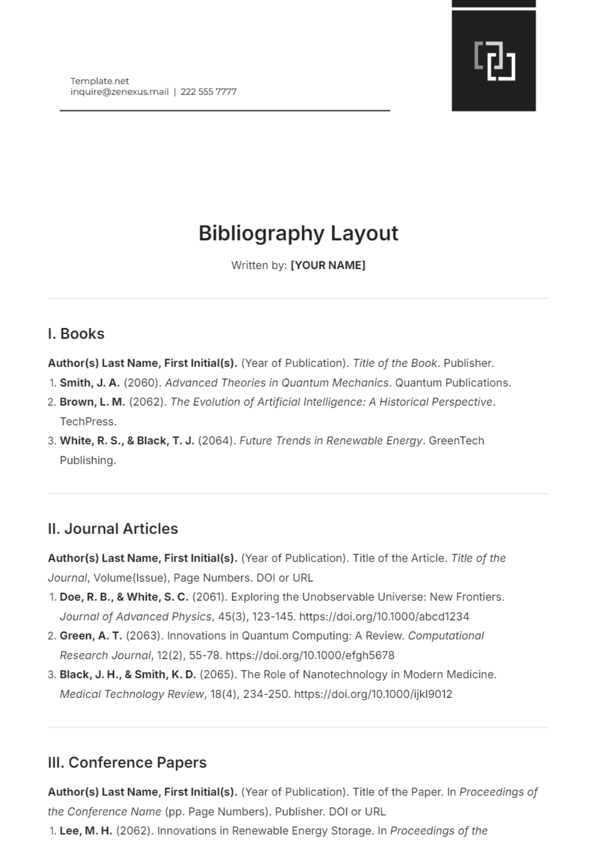 Bibliography Layout Template - Edit Online & Download