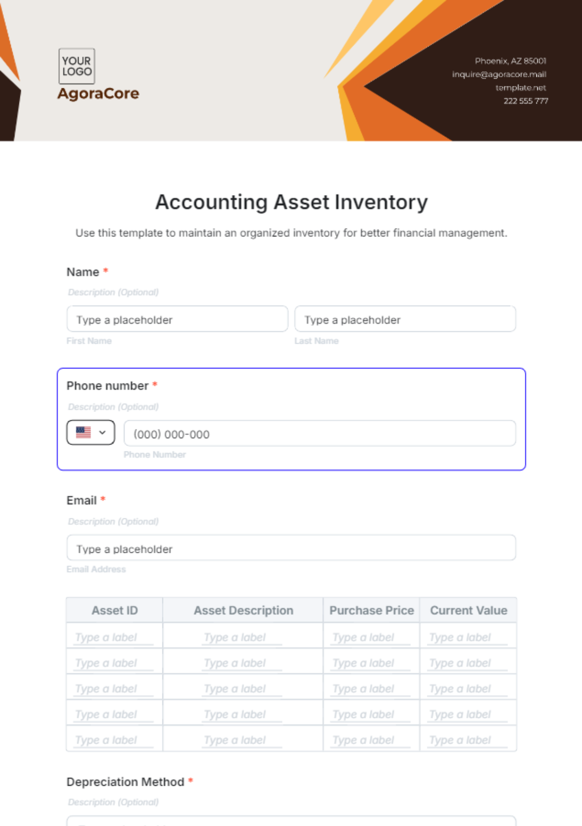 Accounting Asset Inventory Template - Edit Online & Download