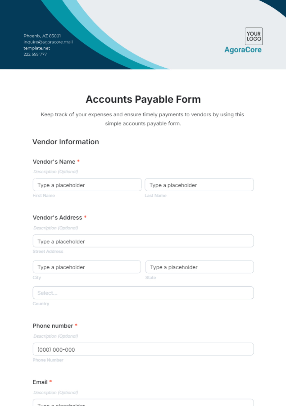 Accounts Payable Form Template - Edit Online & Download