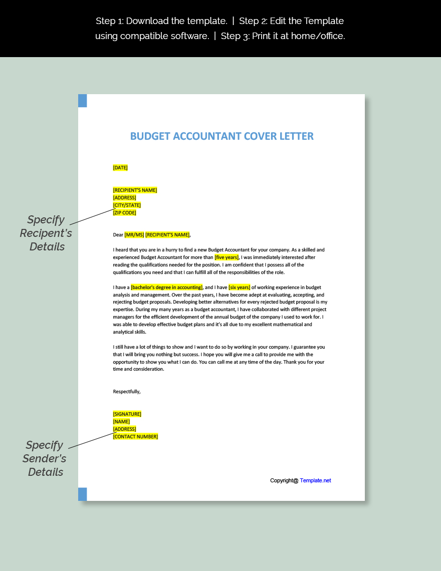 Budget Accountant Cover Letter