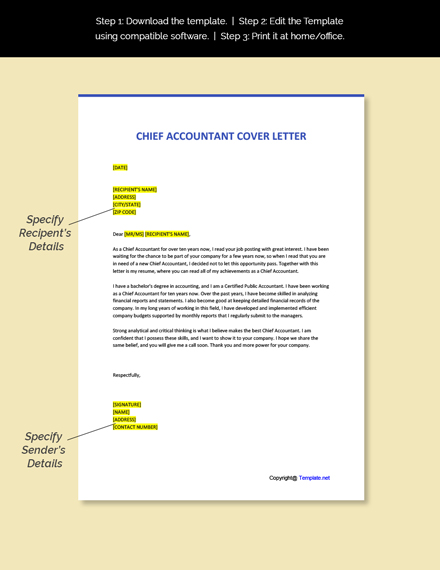 chief accountant cover letter