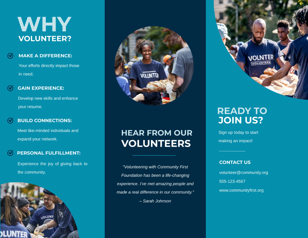 Free Blank Volunteer Brochure Template to Edit Online