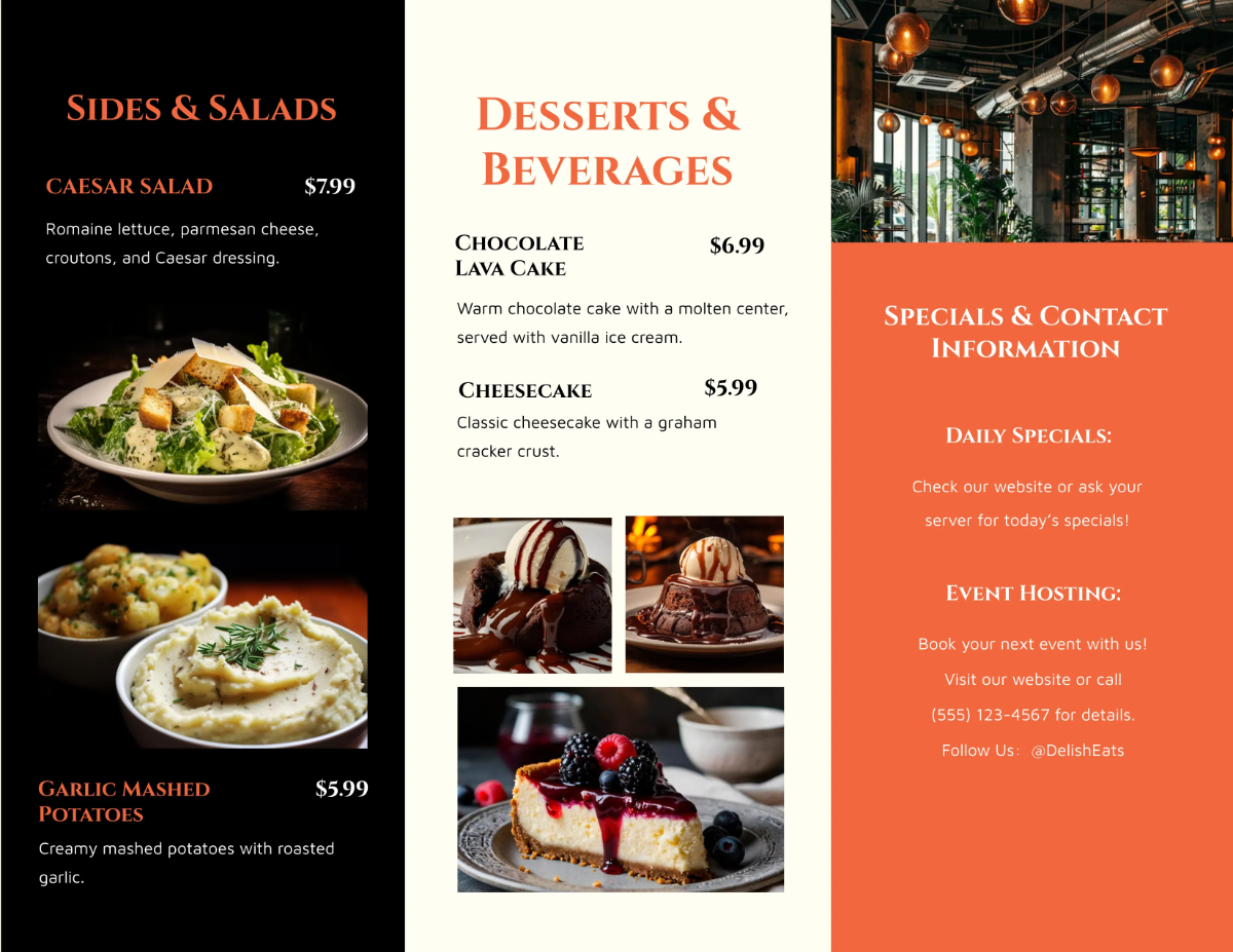 Free Aesthetic Menu Brochure Template to Edit Online