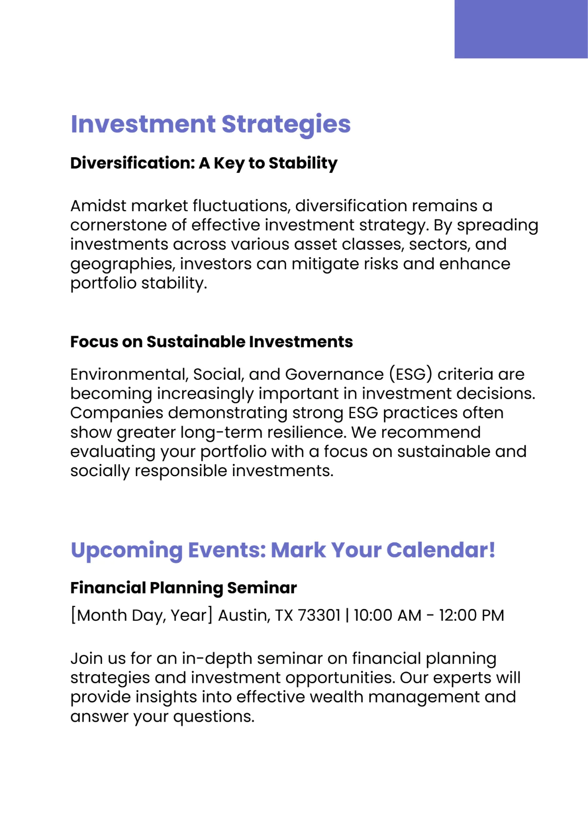 Free Finance Newsletter Template to Edit Online Free Finance Newsletter Template to Edit Online