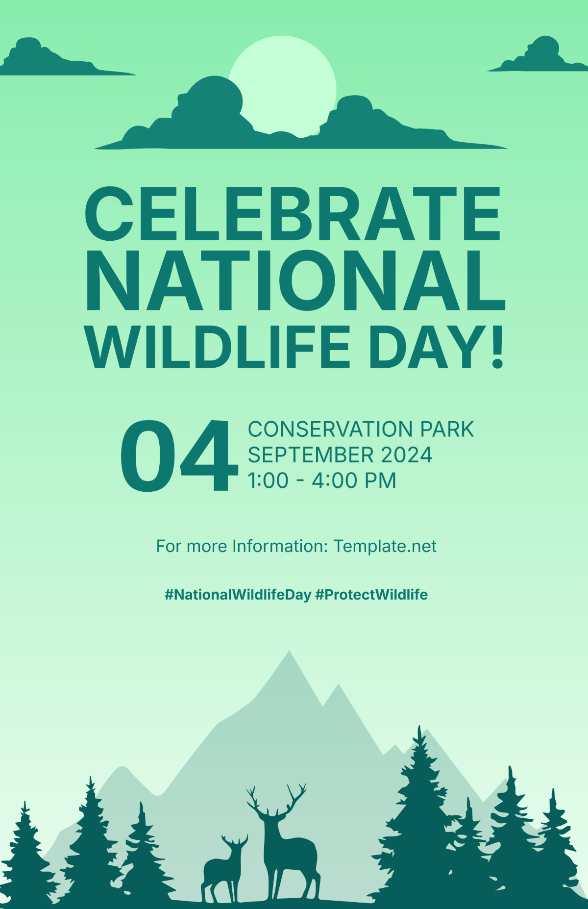 Green National  Wildlife Day Poster