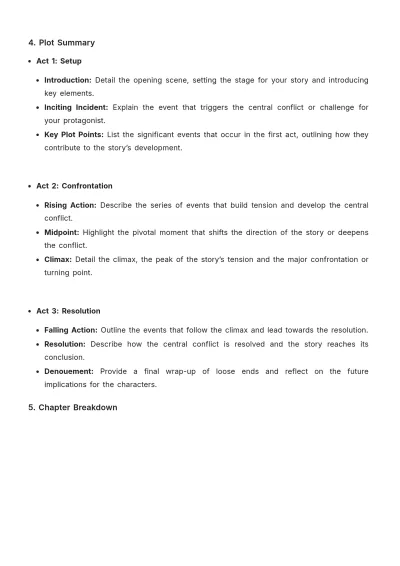 Free Novel Outline Template to Edit Online