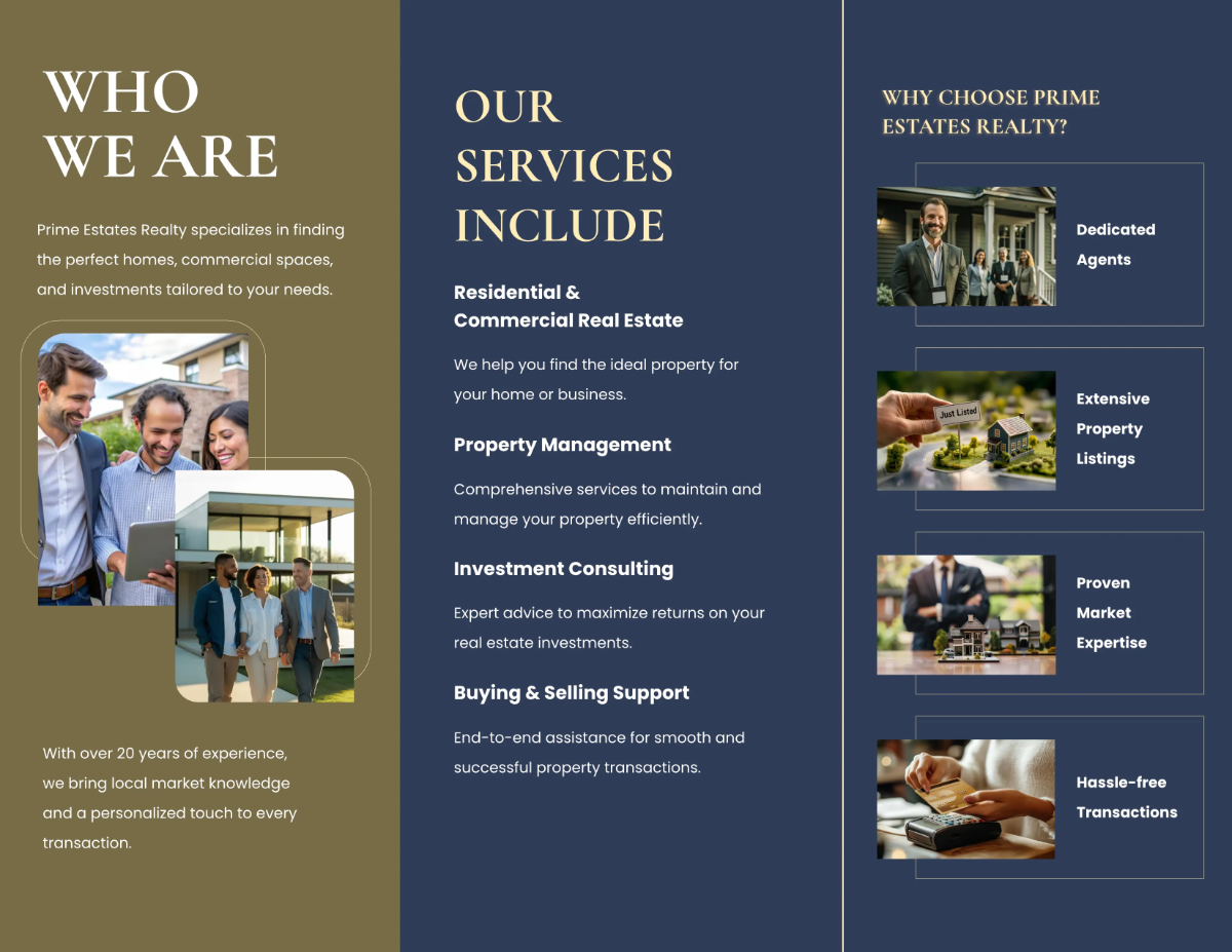 Free Simple Real Estate Brochure Template to Edit Online