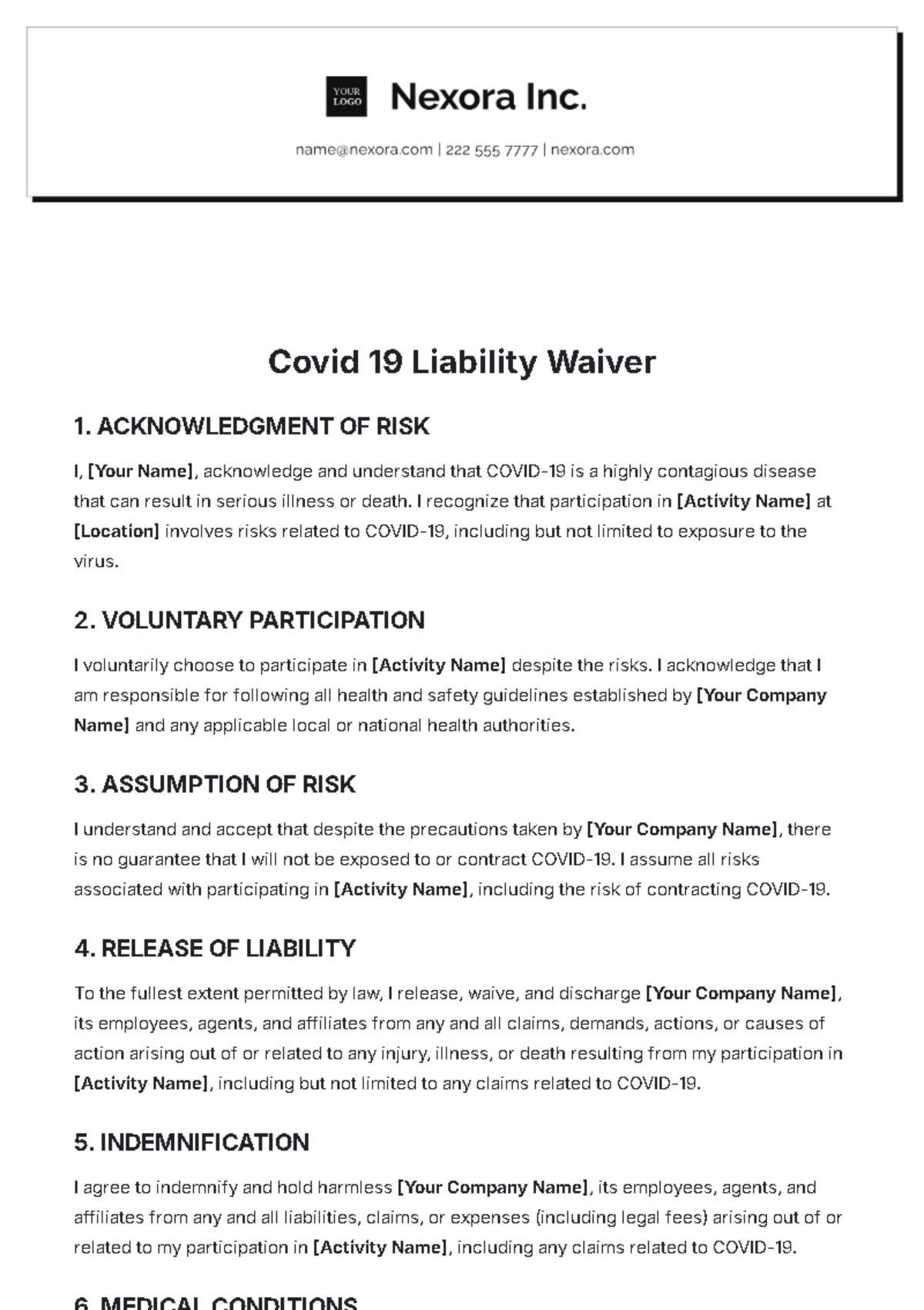 Covid 19 Liability Waiver Template - Edit Online & Download