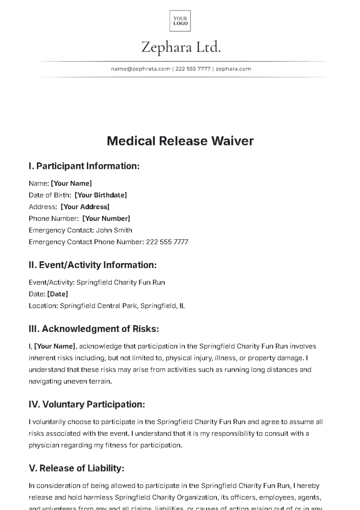 Medical Release Waiver Template - Edit Online & Download