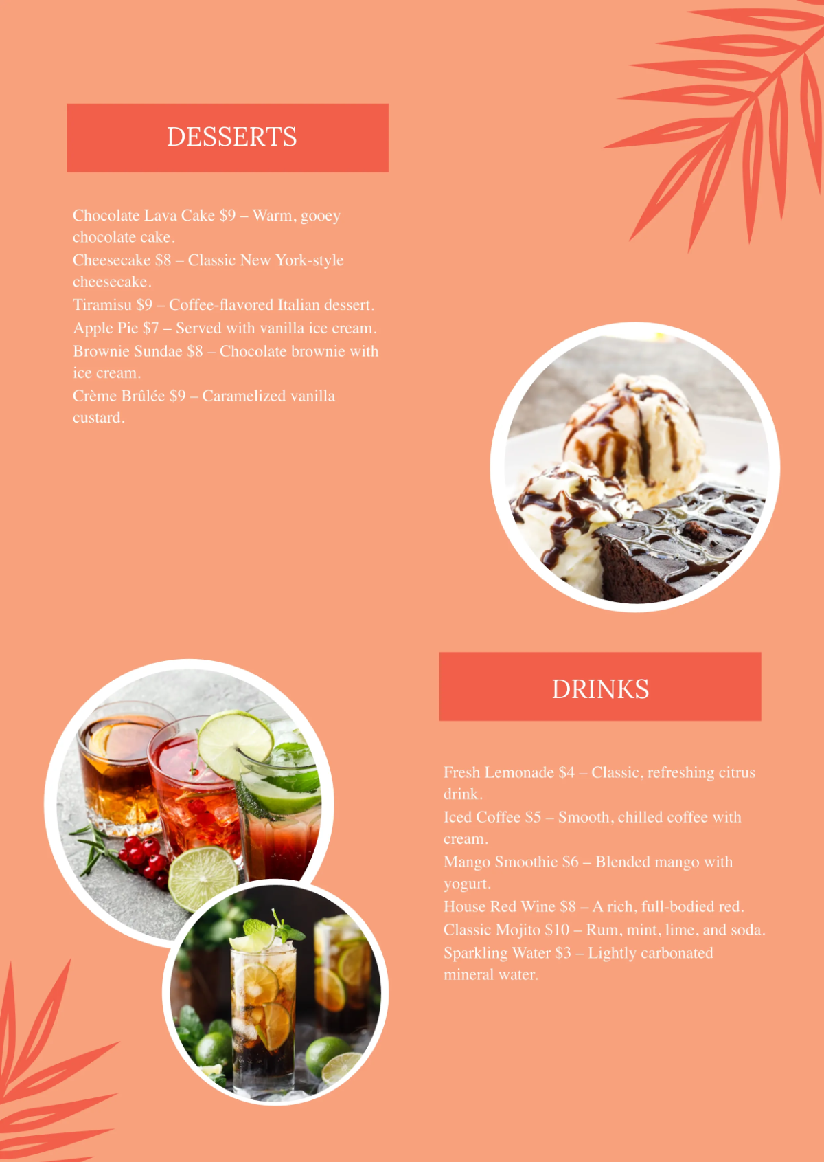 Free Tropical Menu Template to Edit Online